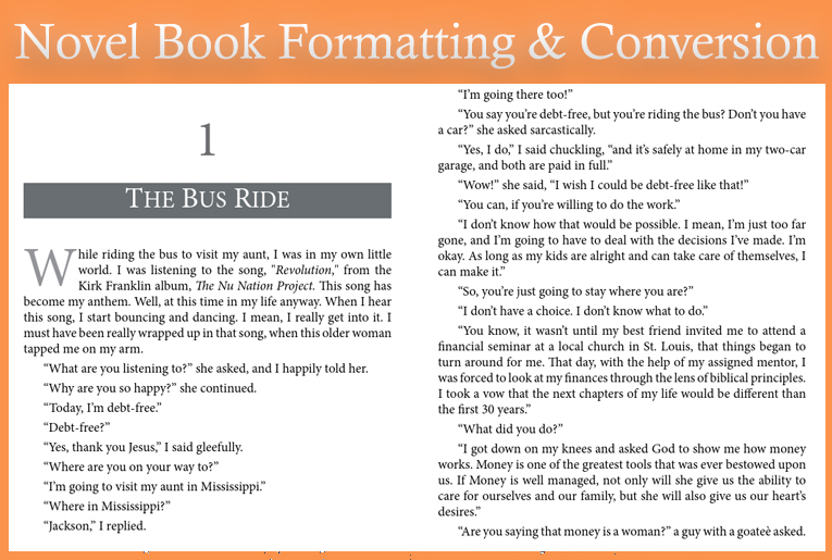 Novel book formatting & conversion services